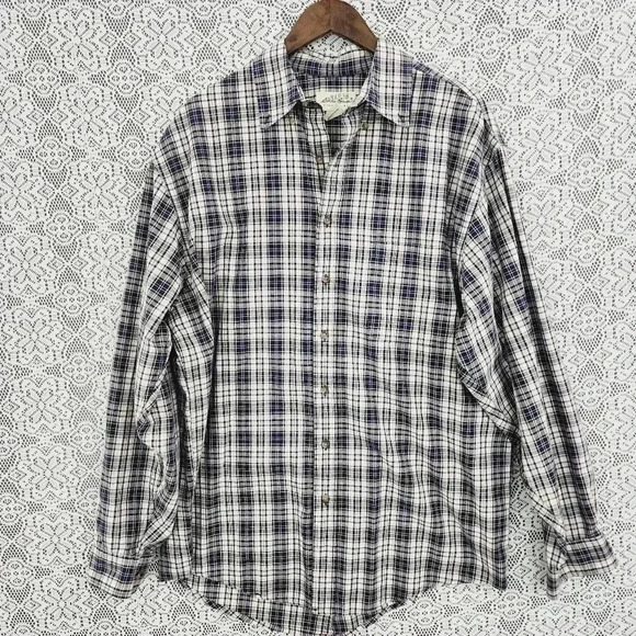 Vintage Eddie Bauer Button Down Plaid Long sleeve Men's Shirt L - Picture 1 of 6
